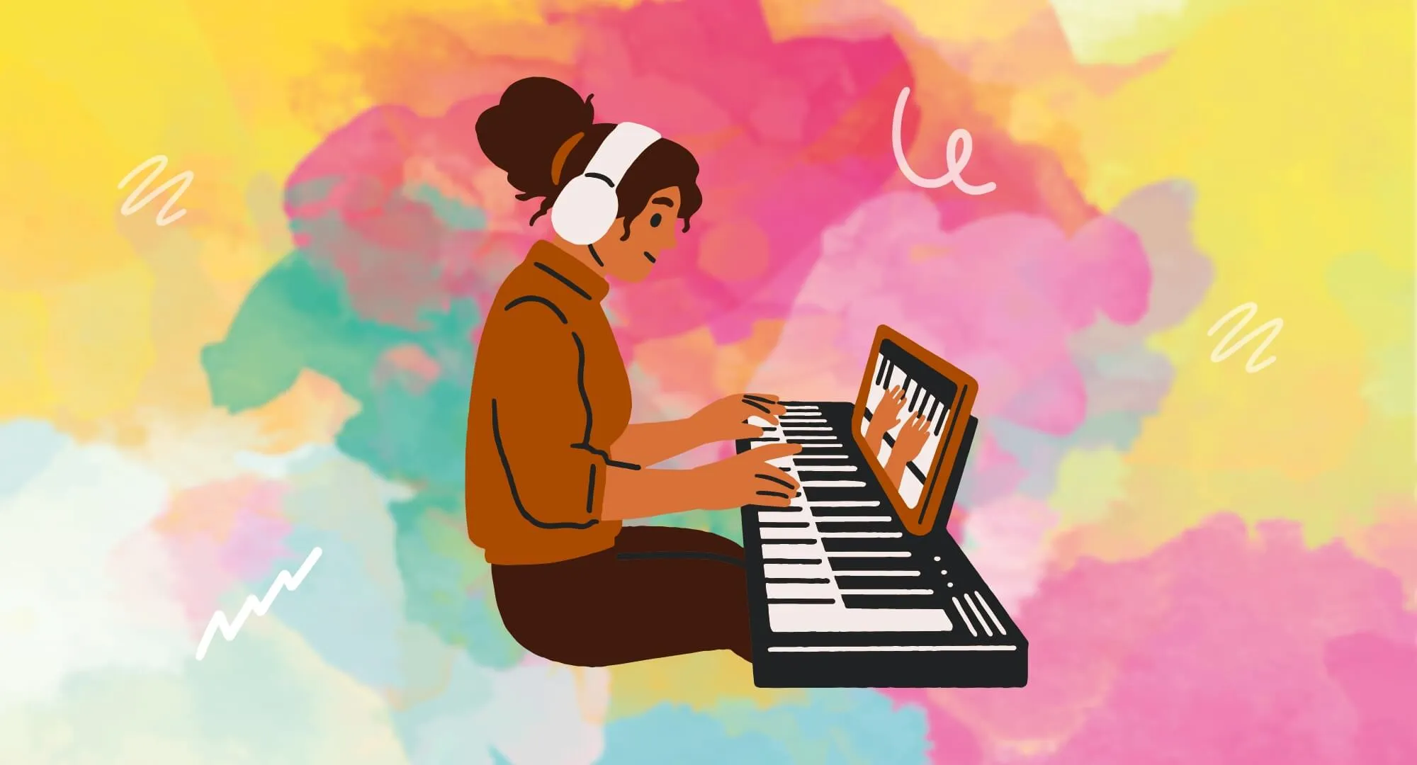 Piano keys illustrating several notes played together as a chord